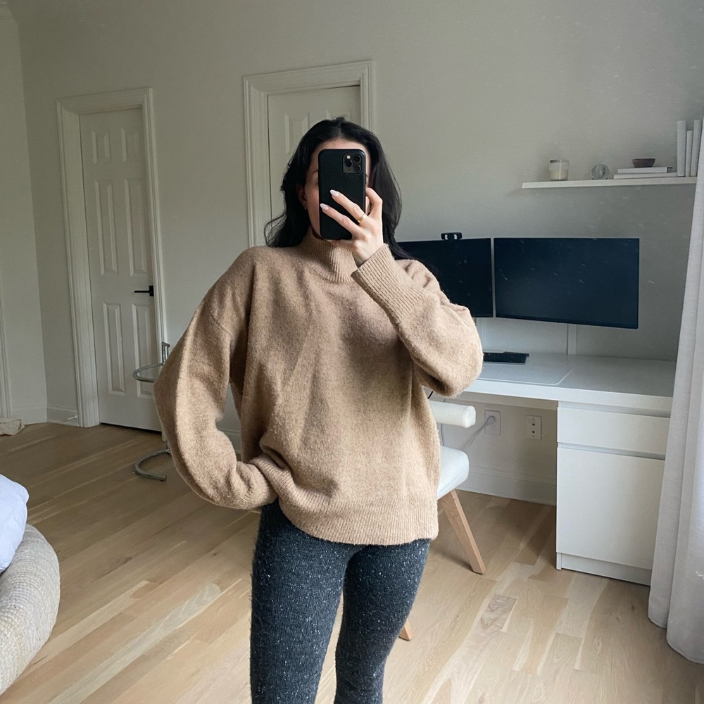 H&M Camel Mock Neck Sweater
